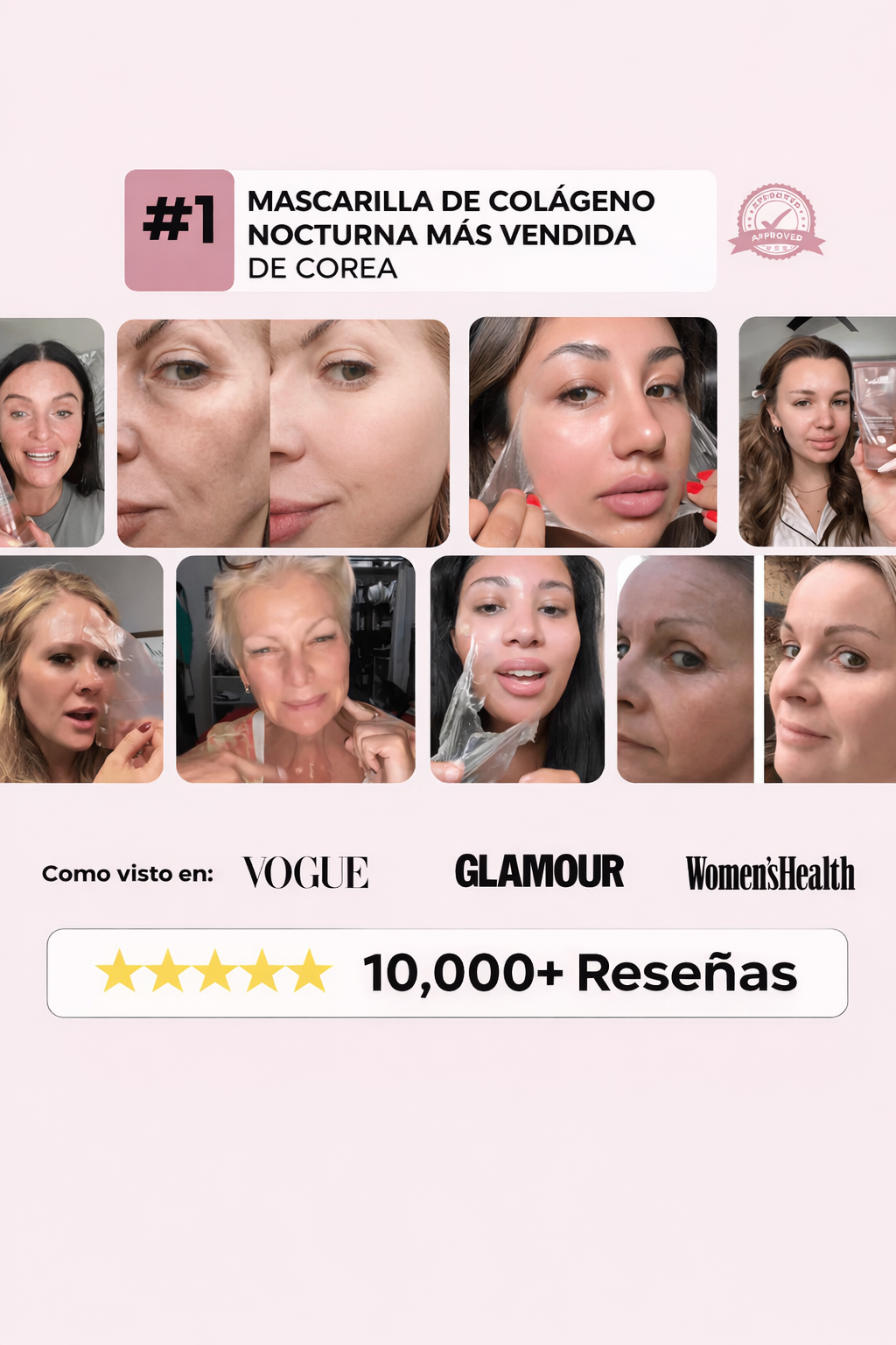 Mascarilla de colágeno para piel de vidrio